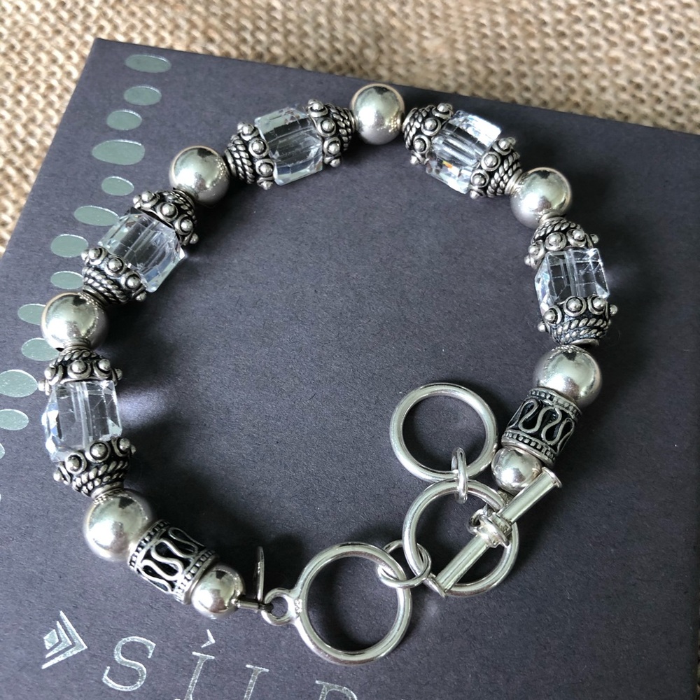 Silpada Sterling Swarovski Crystal Toggle Bracelet